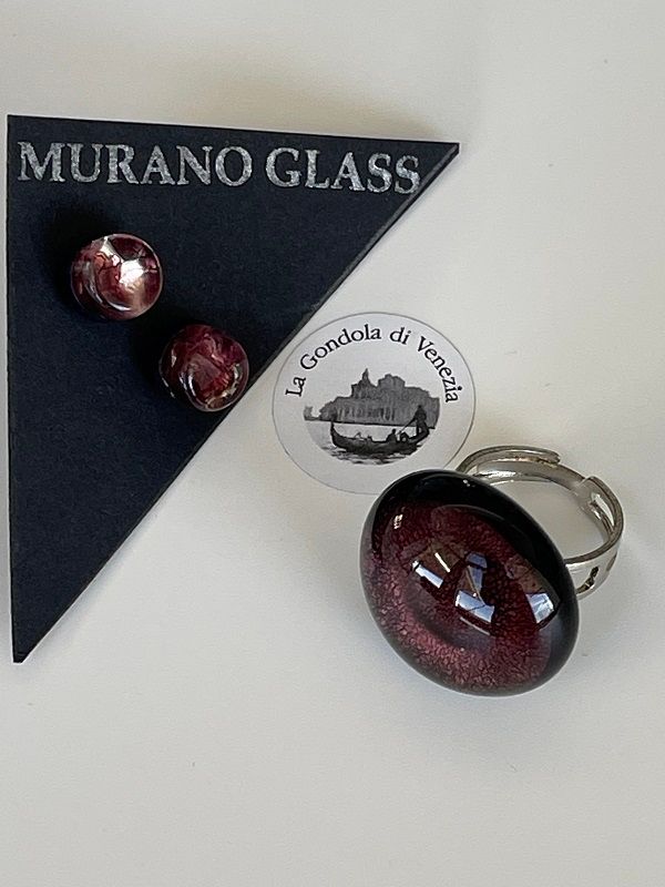 Set Murano Ring + Stud Earrings