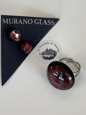Set Murano Ring + Stud Earrings