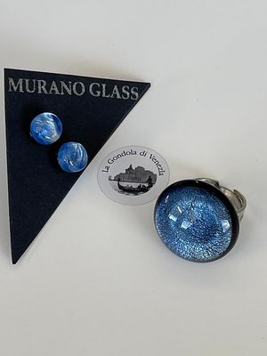 Set Murano Ring + Stud Earrings