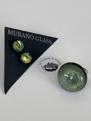 Set Murano Ring + Stud Earrings