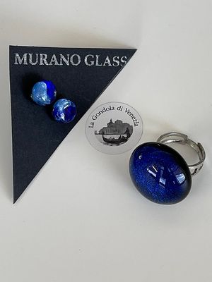 Set Murano Ring + Stud Earrings