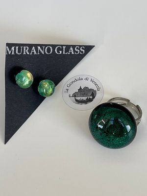 Set Murano Ring + Stud Earrings