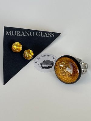 Set Murano Ring + Stud Earrings