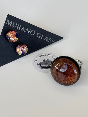 Set Murano Ring + Stud Earrings