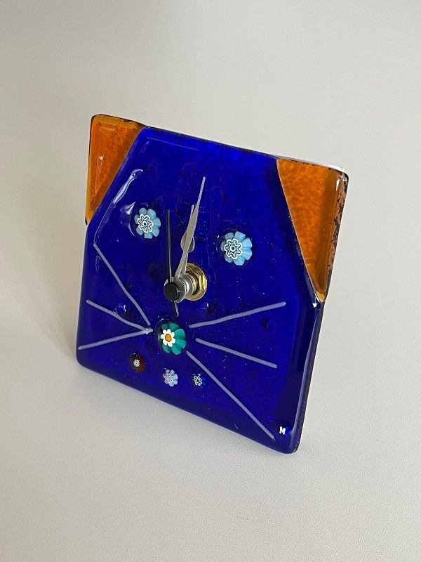 Uhr Murano 10x10cm Katze
