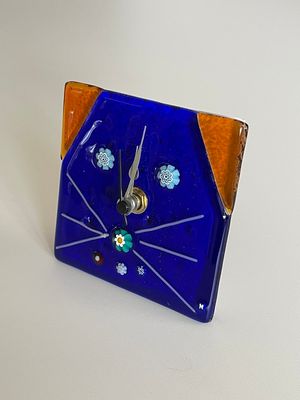 Uhr Murano 10x10cm Katze