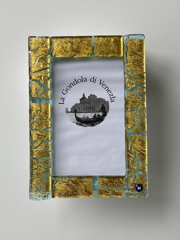 Photo frame Murano/Gold H16.5xW12cm  -Unique Piece-