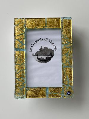 Photo frame Murano/Gold H16.5xW12cm  -Unique Piece-
