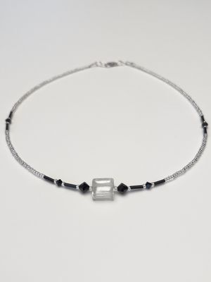 Kette Murano Halbwürfel + Kristall