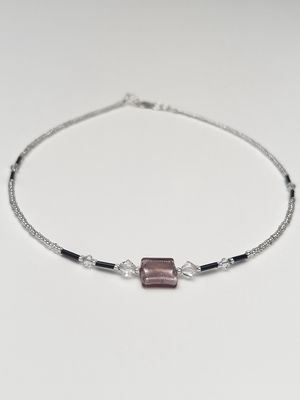 Kette Murano Halbwürfel + Kristall