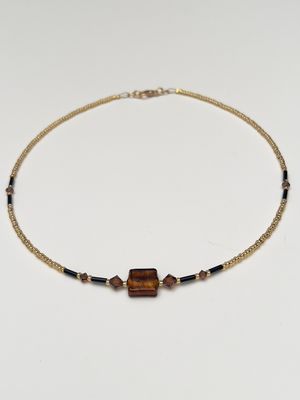 Kette Murano Halbwürfel + Kristall