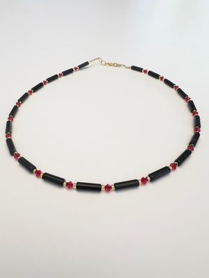 Kette Onyx + Preciosa Glas