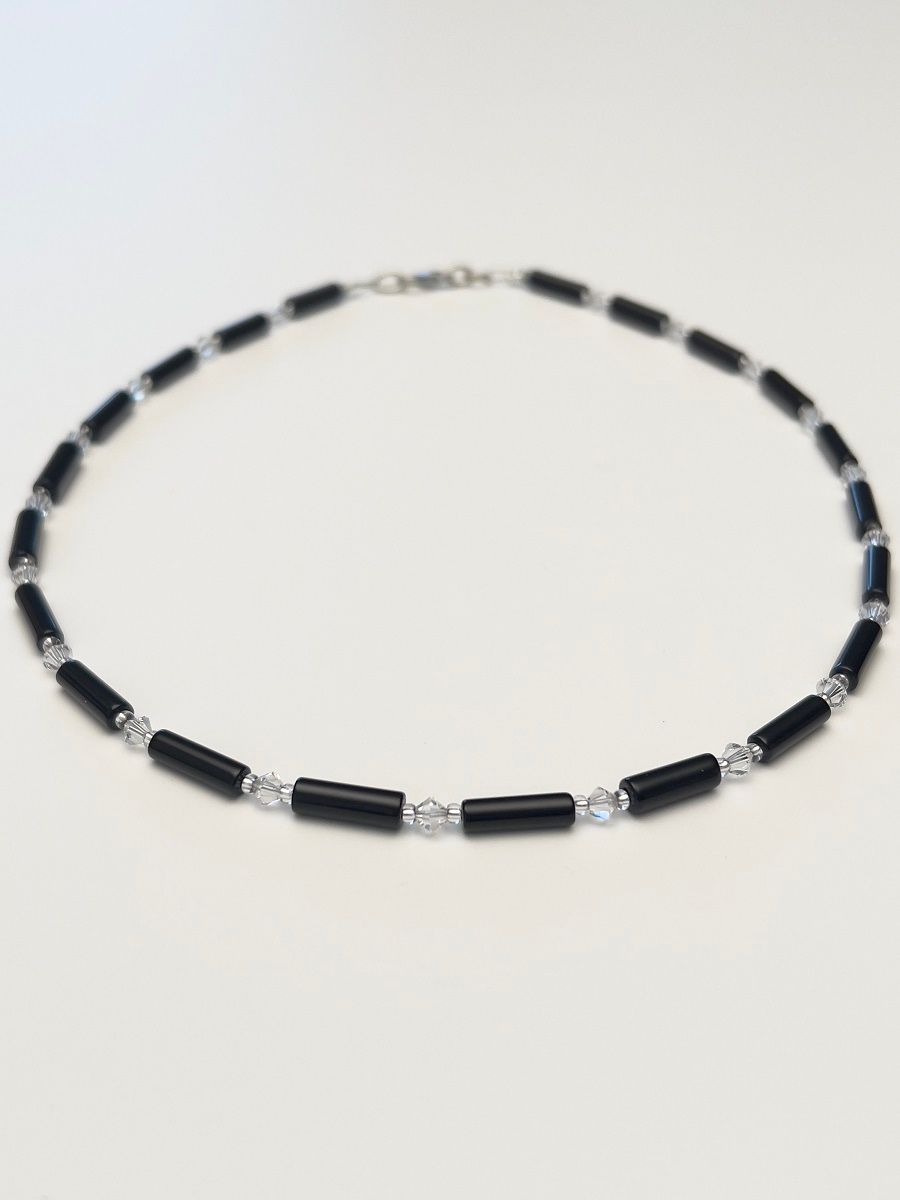 Kette Onyx + Preciosa Glas