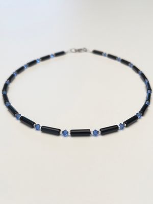 Kette Onyx + Preciosa Glas