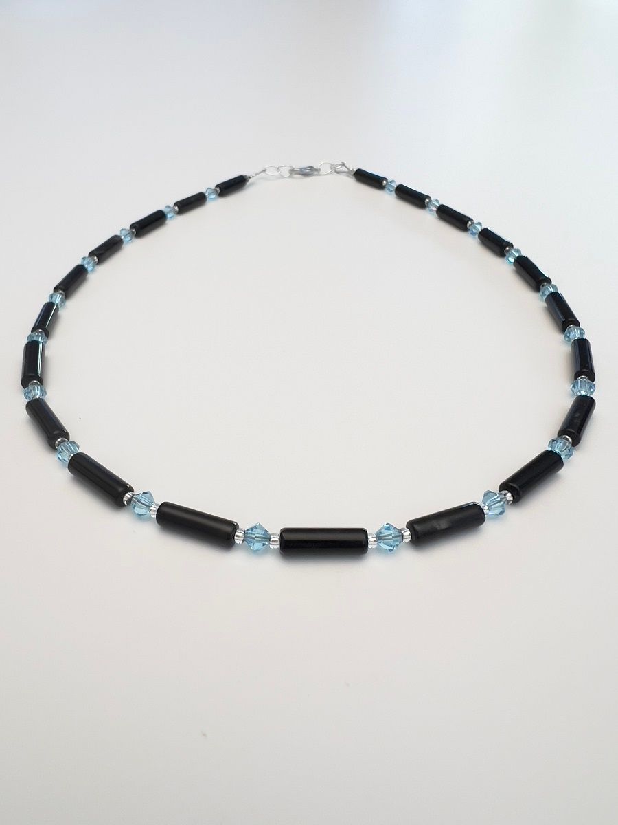 Kette Onyx + Preciosa Glas