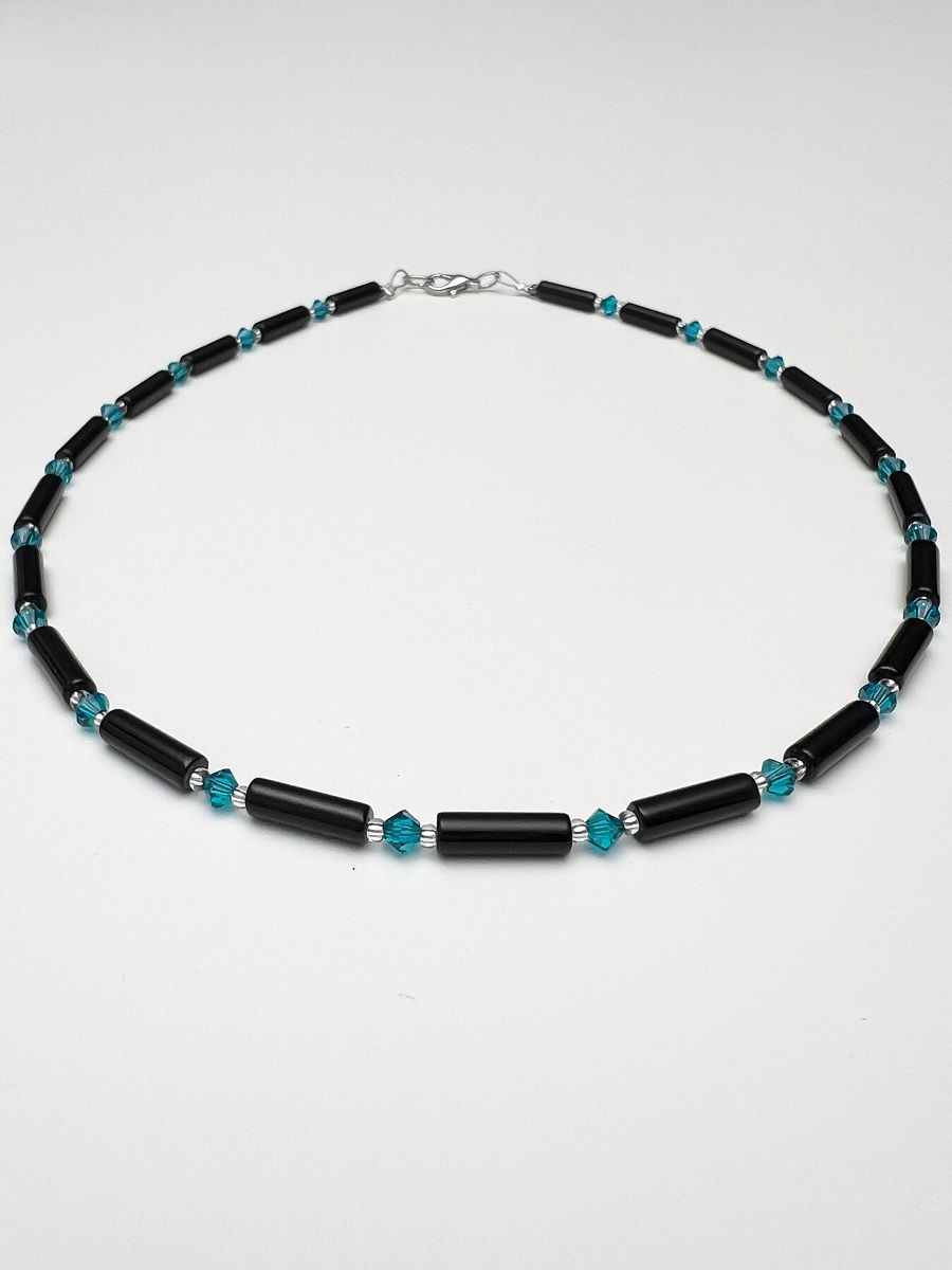 Kette Onyx + Preciosa Glas
