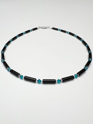 Kette Onyx + Preciosa Glas