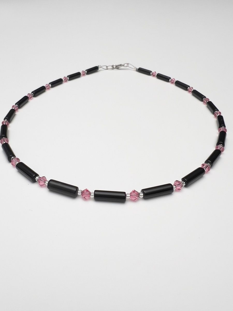 Kette Onyx + Preciosa Glas