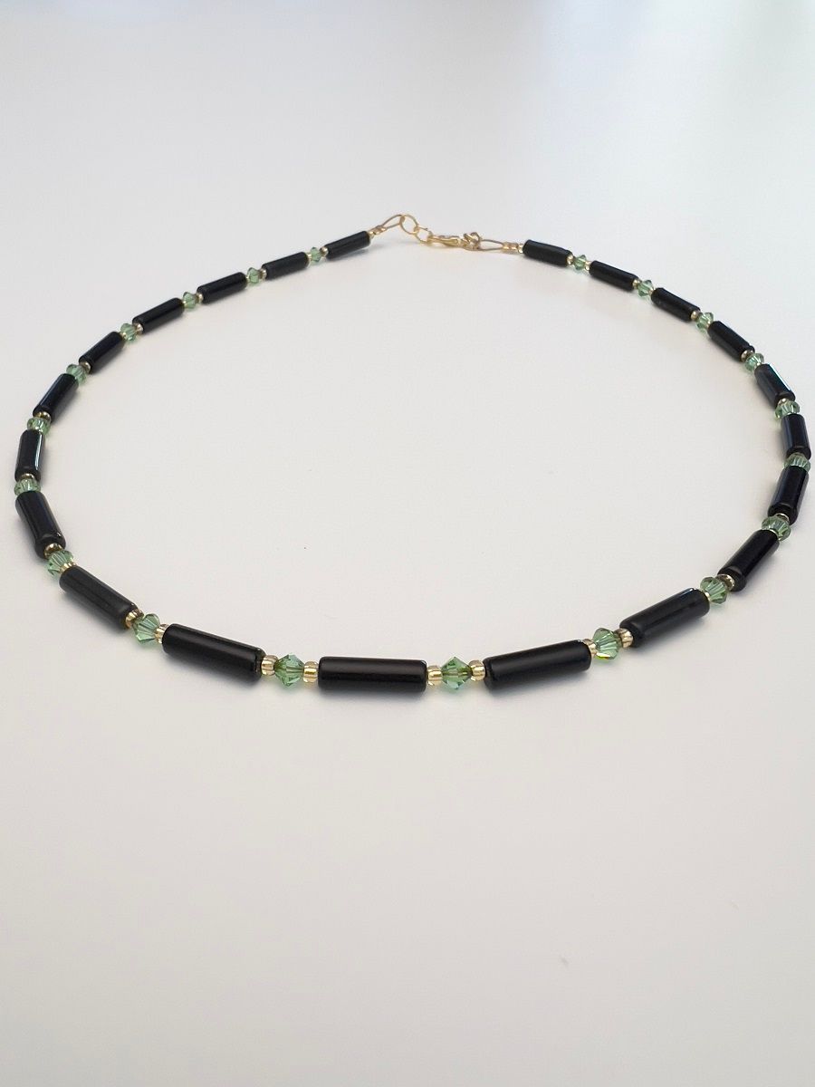 Kette Onyx + Preciosa Glas