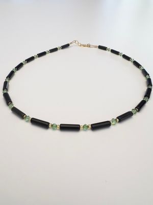 Kette Onyx + Preciosa Glas