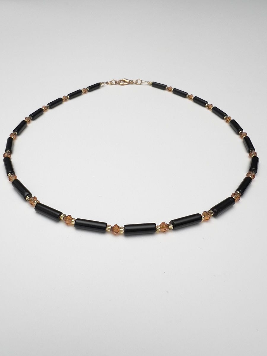 Kette Onyx + Preciosa Glas