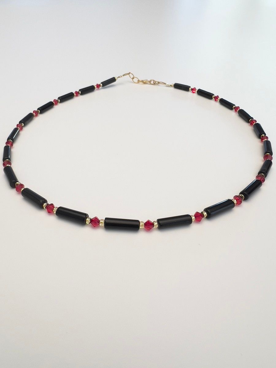 Kette Onyx + Preciosa Glas