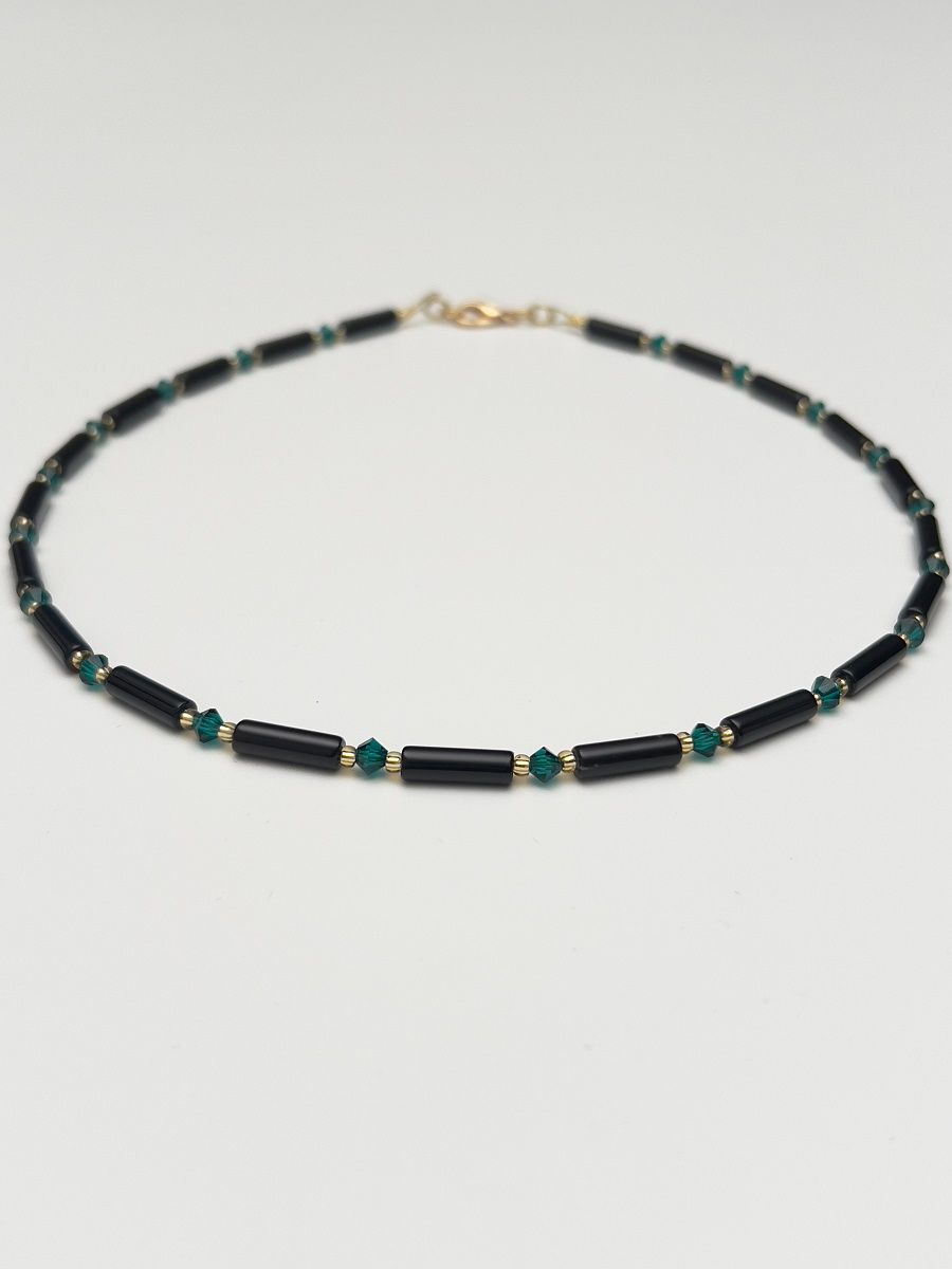Kette Onyx + Preciosa Glas