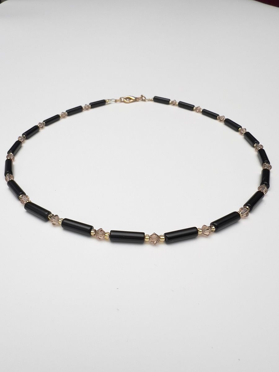 Kette Onyx + Preciosa Glas