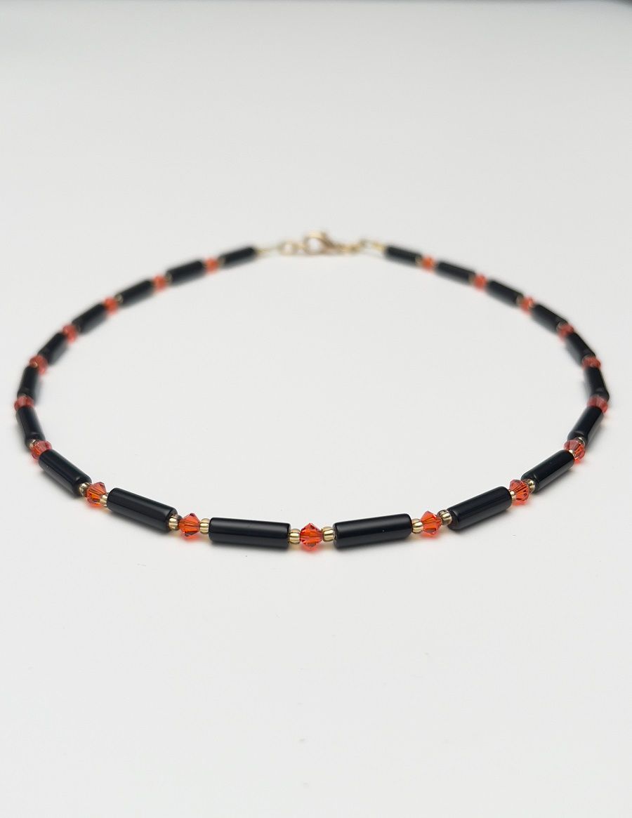 Kette Onyx + Preciosa Glas