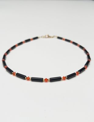 Kette Onyx + Preciosa Glas