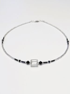 Kette Murano Halbwürfel + Kristall