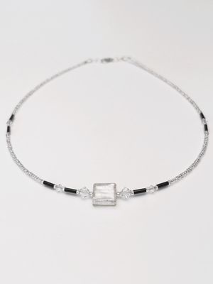 Kette Murano Halbwürfel + Kristall