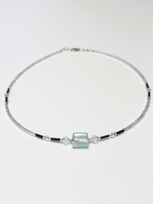 Kette Murano Halbwürfel + Kristall