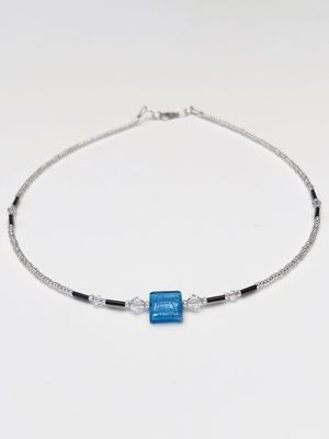 Kette Murano Halbwürfel + Kristall