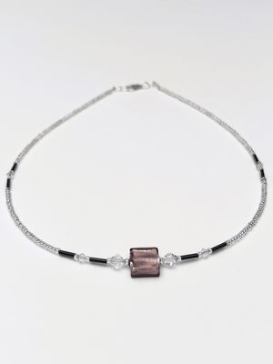 Kette Murano Halbwürfel + Kristall