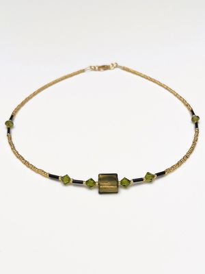 Kette Murano Halbwürfel + Kristall