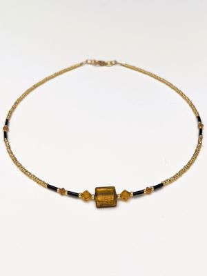 Kette Murano Halbwürfel + Kristall