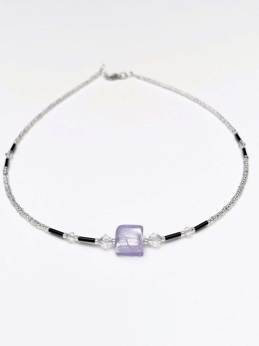 Kette Murano Halbwürfel + Kristall