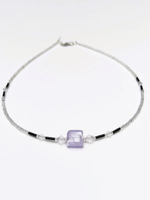 Kette Murano Halbwürfel + Kristall