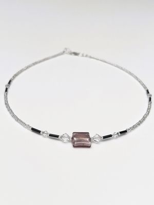 Kette Murano Halbwürfel + Kristall