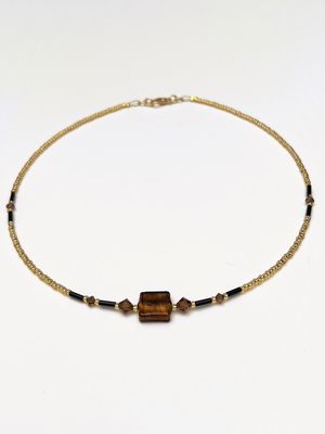 Kette Murano Halbwürfel + Kristall