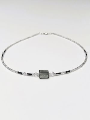 Kette Murano Halbwürfel + Kristall