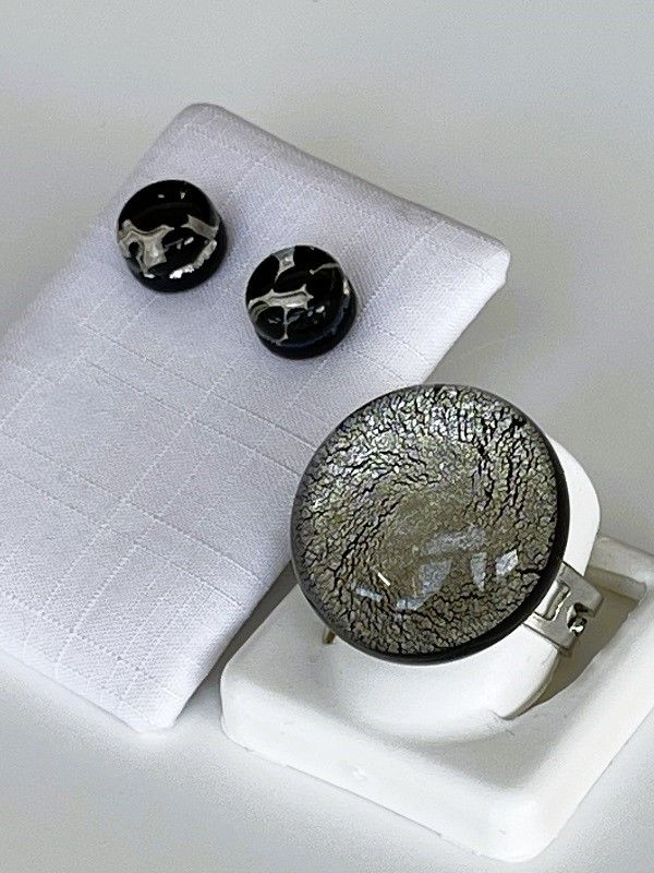 Set Murano Ring + Stud Earrings