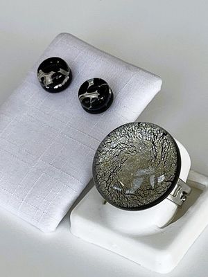 Set Murano Ring + Stud Earrings