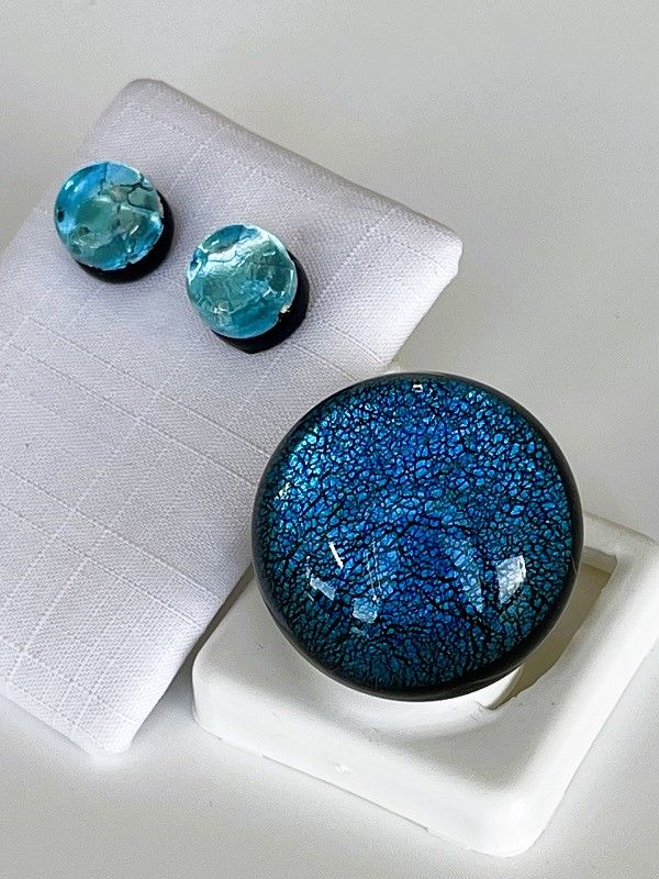 Set Murano Ring + Stud Earrings