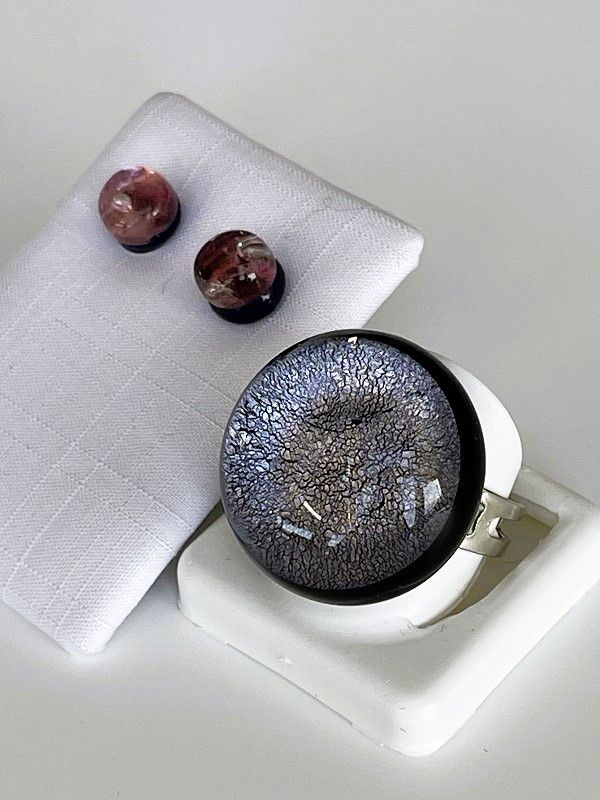 Set Murano Ring + Stud Earrings