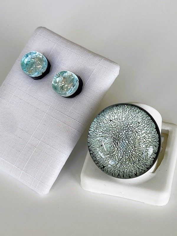 Set Murano Ring + Stud Earrings