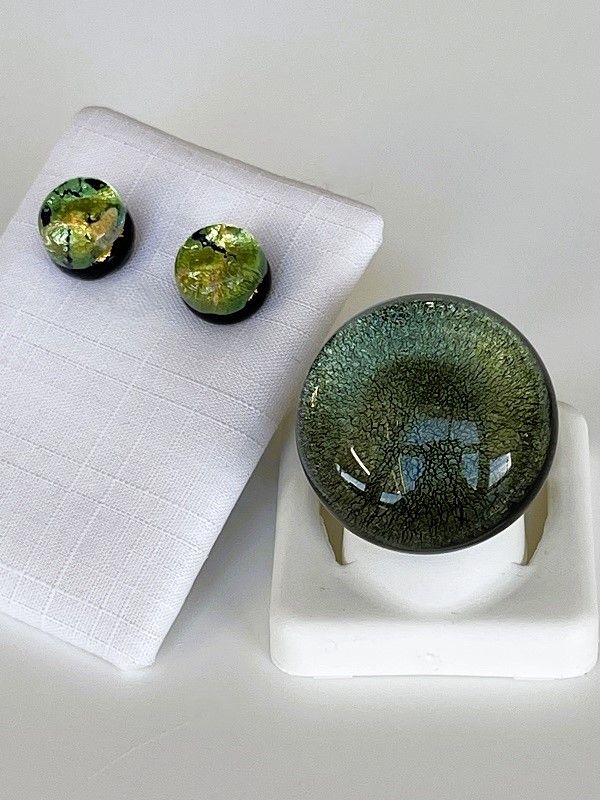 Set Murano Ring + Stud Earrings