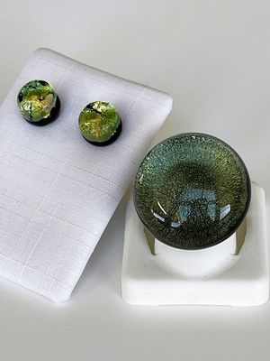 Set Murano Ring + Stud Earrings