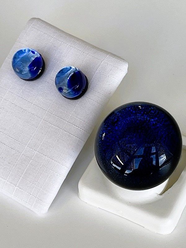 Set Murano Ring + Stud Earrings